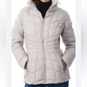 Bernardo Ladies Packable Ecoplume Quilted Puffer Coat Jacket Gray Size Large